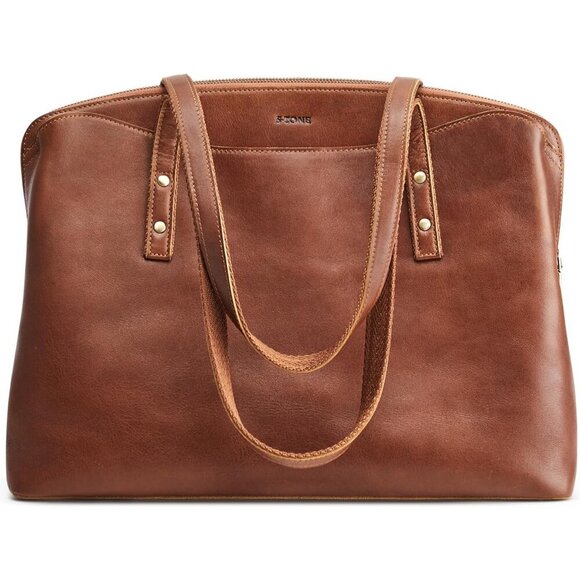 Full Grain Leather Tote Bag with Magnetic ClosureChic Work Handbag